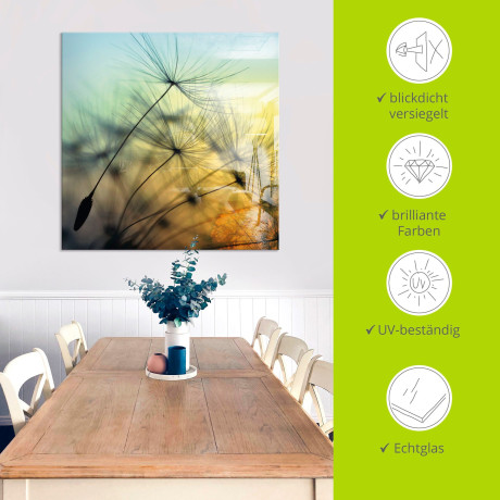 Artland Print op glas Gouden zonsondergang en paardenbloemen afbeelding2 - 1