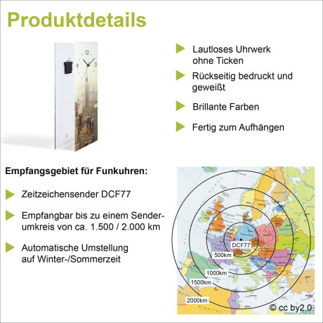 Artland Wandklok Glazen klok rond panorama steiger Coniston Water optioneel verkrijgbaar met kwarts- of radiografisch uurwerk, geruisloos zonder tikkend geluid afbeelding2 - 1