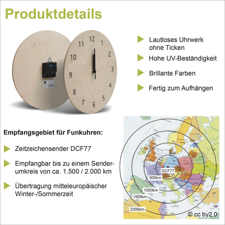 Artland Wandklok Hout donker optioneel verkrijgbaar met kwarts- of radiografisch uurwerk, geruisloos zonder tikkend geluid afbeelding2 - 1