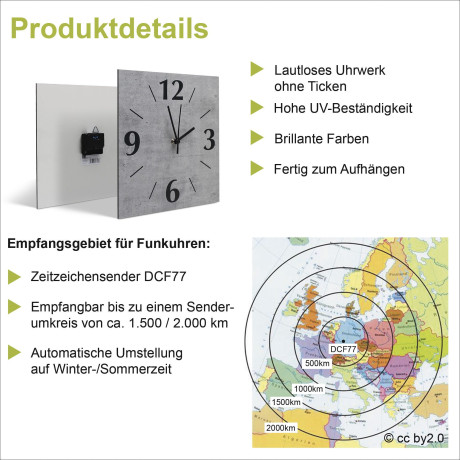 Artland Wandklok Moderne wijzerplaat optioneel verkrijgbaar met kwarts- of radiografisch uurwerk, geruisloos zonder tikkend geluid afbeelding2 - 1