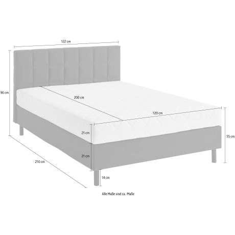 ATLANTIC home collection Boxspring NIKOLA Massief houten poten, met/zonder matras, verkrijgbaar in H2 en H3 afbeelding2 - 1