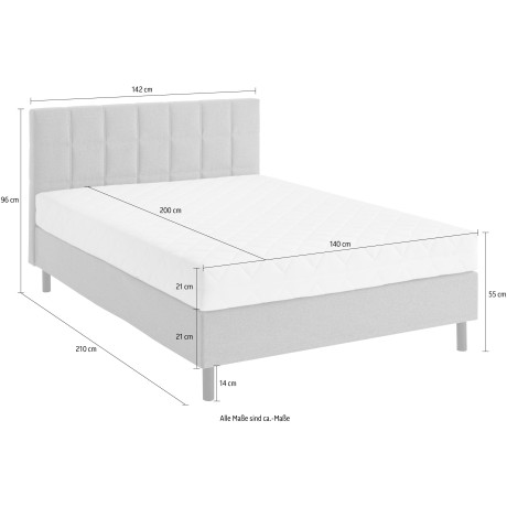 ATLANTIC home collection Boxspring NIKOLA Massief houten poten, met/zonder matras, verkrijgbaar in H2 en H3 afbeelding2 - 1