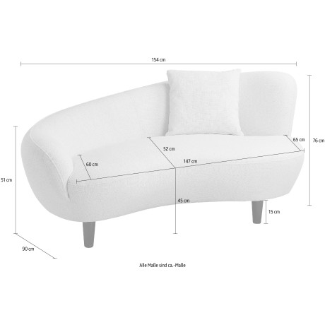 ATLANTIC home collection Chaise-longue Olivia Niermodelbank met sierkussen overtrokken met de originele stof afbeelding2 - 1