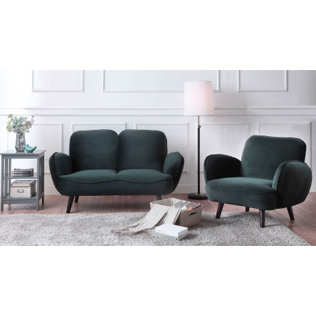 ATLANTIC home collection Fauteuil Ben met golfvering, massief houten poten, vrij plaatsbaar afbeelding2 - 1