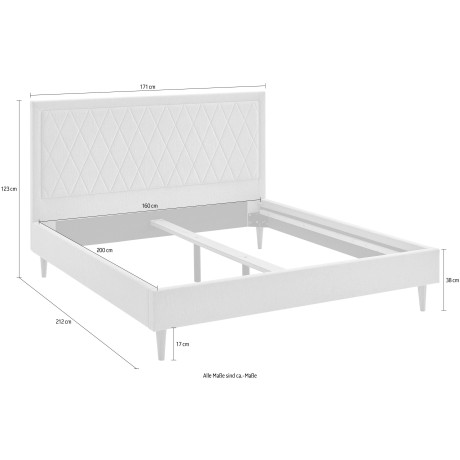 ATLANTIC home collection Gestoffeerd bed Paulin met doorgestikt hoofdbord afbeelding2 - 1