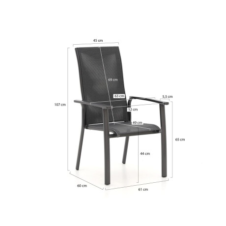 Bellagio Avio/Sestino 90cm dining tuinset 5-delig stapelbaar - Laagste prijsgarantie! afbeelding2 - 1