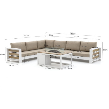 Bellagio Avolo/Cosiraw 120cm hoek loungeset met vuurtafel 3-delig links - Laagste prijsgarantie! afbeelding2 - 1