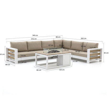 Bellagio Avolo/Cosiraw 120cm hoek loungeset met vuurtafel 3-delig rechts - Laagste prijsgarantie! afbeelding2 - 1