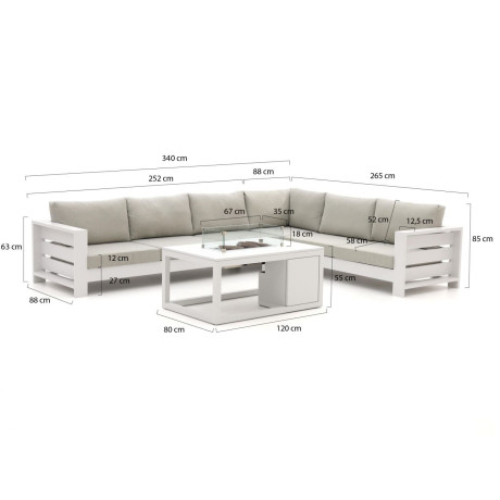 Bellagio Avolo/Cosiraw 120cm hoek loungeset met vuurtafel 3-delig rechts - Laagste prijsgarantie! afbeelding2 - 1