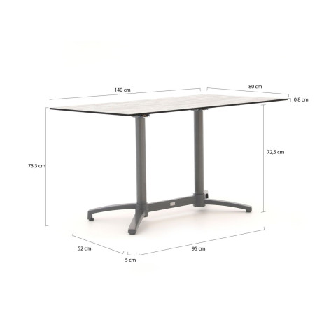 Bellagio Canzo klaptafel 140x80x73cm - Laagste prijsgarantie! afbeelding2 - 1