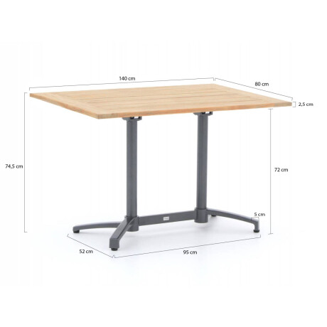 Bellagio Canzo klaptafel 140x80x75cm - Laagste prijsgarantie! afbeelding2 - 1