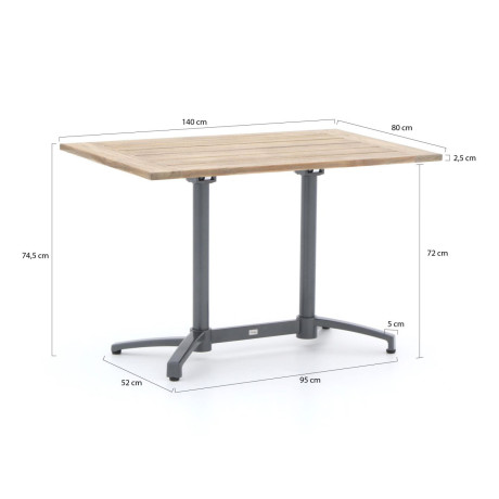 Bellagio Canzo klaptafel 140x80x75cm - Laagste prijsgarantie! afbeelding2 - 1