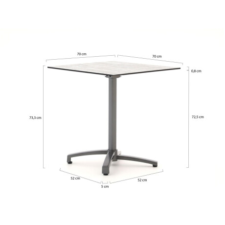 Bellagio Canzo klaptafel 70x70x73cm - Laagste prijsgarantie! afbeelding2 - 1