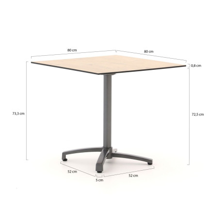 Bellagio Canzo klaptafel 80x80x73cm - Laagste prijsgarantie! afbeelding2 - 1