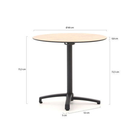 Bellagio Canzo klaptafel ø 80cm (h:73cm) - Laagste prijsgarantie! afbeelding2 - 1