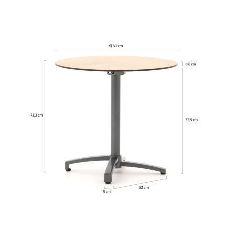 Bellagio Canzo klaptafel ø 80cm (h:73cm) - Laagste prijsgarantie! afbeelding2 - 1