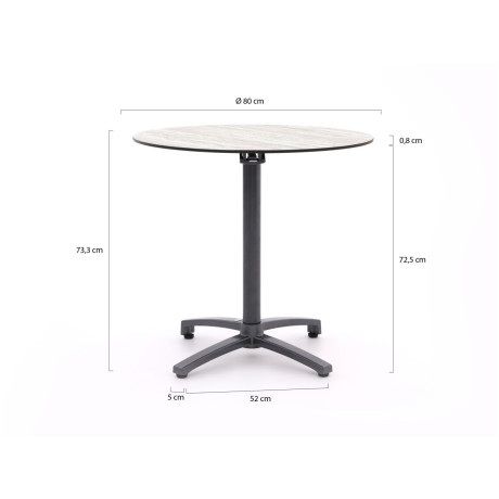 Bellagio Canzo klaptafel ø 80cm (h:73cm) - Laagste prijsgarantie! afbeelding2 - 1