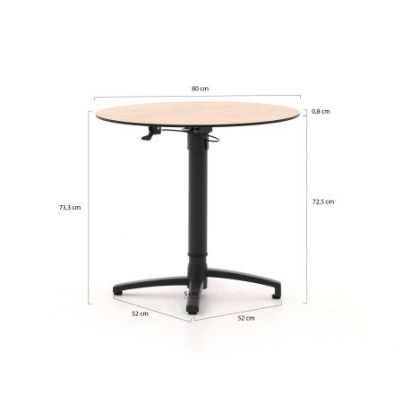 Bellagio Canzo klaptafel Ø80 (h:73/109cm) verstelbaar - Laagste prijsgarantie! afbeelding2 - 1