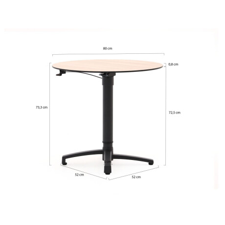 Bellagio Canzo klaptafel Ø80 (h:73/109cm) verstelbaar - Laagste prijsgarantie! afbeelding2 - 1