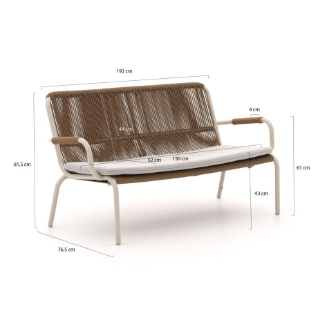 Bellagio Caronia lounge tuinbank 2-zits 150cm stapelbaar - Laagste prijsgarantie! afbeelding2 - 1
