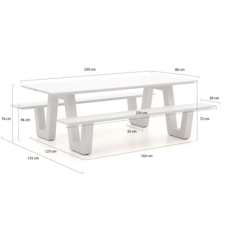 Bellagio Cavoli picknicktafel 220x86x74cm - Laagste prijsgarantie! afbeelding2 - 1