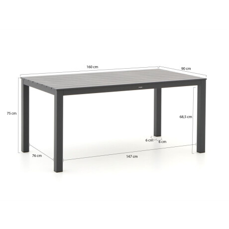 Bellagio Cino/Menzano 160cm dining tuinset 5-delig stapelbaar - Laagste prijsgarantie! afbeelding2 - 1