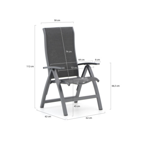 Bellagio Fermo/Fidenza 183cm dining tuinset 5-delig verstelbaar - Laagste prijsgarantie! afbeelding2 - 1