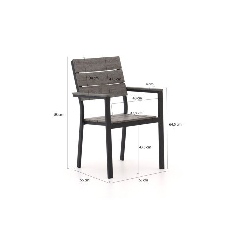 Bellagio Fidenza 160cm dining tuinset 5-delig stapelbaar - Laagste prijsgarantie! afbeelding2 - 1