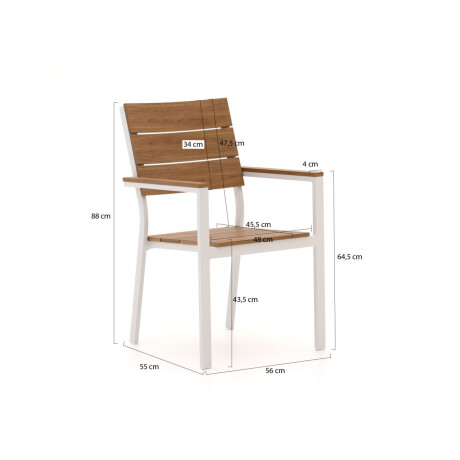 Bellagio Fidenza 160cm dining tuinset met bank 4-delig stapelbaar - Laagste prijsgarantie! afbeelding2 - 1