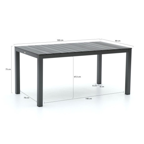 Bellagio Fidenza dining tuintafel 160x90x75cm - Laagste prijsgarantie! afbeelding2 - 1