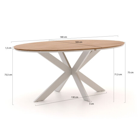 Bellagio Fidenza dining tuintafel ovaal 180x103cm - Laagste prijsgarantie! afbeelding2 - 1
