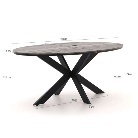 Bellagio Fidenza dining tuintafel ovaal 180x103cm - Laagste prijsgarantie! afbeelding2 - 1