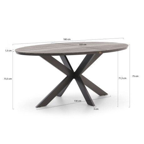 Bellagio Fidenza dining tuintafel ovaal 180x103cm - Laagste prijsgarantie! afbeelding2 - 1