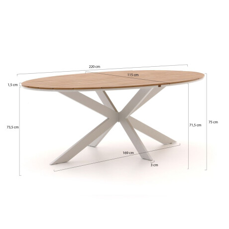 Bellagio Fidenza dining tuintafel ovaal 220x115cm - Laagste prijsgarantie! afbeelding2 - 1
