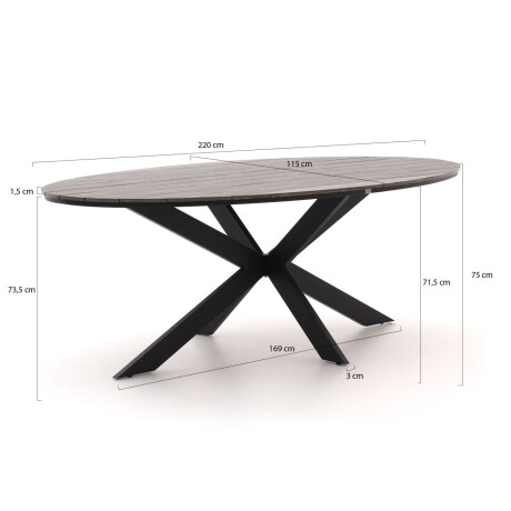 Bellagio Fidenza dining tuintafel ovaal 220x115cm - Laagste prijsgarantie! afbeelding2 - 1
