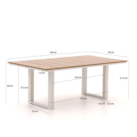 Bellagio Fidenza lounge/dining tuintafel 160x90x62cm - Laagste prijsgarantie! afbeelding2 - 1