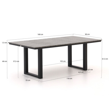 Bellagio Fidenza lounge/dining tuintafel 160x90x62cm - Laagste prijsgarantie! afbeelding2 - 1