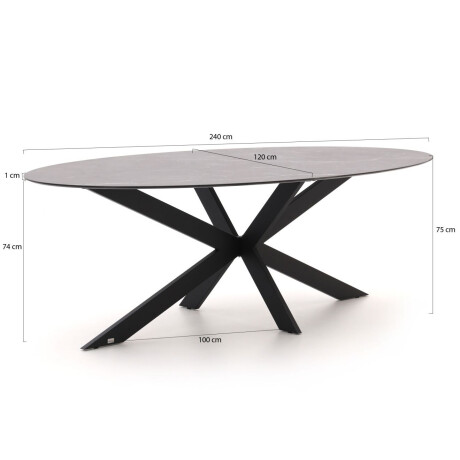 Bellagio Furato ellips dining tuintafel 240x120cm - Laagste prijsgarantie! afbeelding2 - 1