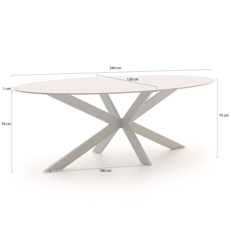 Bellagio Furato ellips dining tuintafel 240x120cm - Laagste prijsgarantie! afbeelding2 - 1