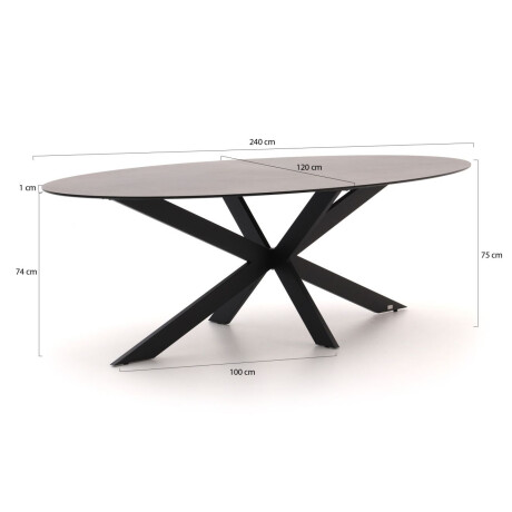 Bellagio Furato ellips dining tuintafel 240x120cm - Laagste prijsgarantie! afbeelding2 - 1