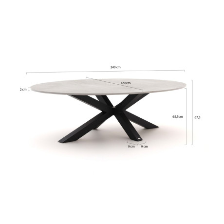 Bellagio Induno Ellips low dining tuintafel 240x120cm - Laagste prijsgarantie! afbeelding2 - 1