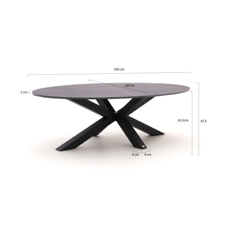 Bellagio Induno Ellips low dining tuintafel 240x120cm - Laagste prijsgarantie! afbeelding2 - 1