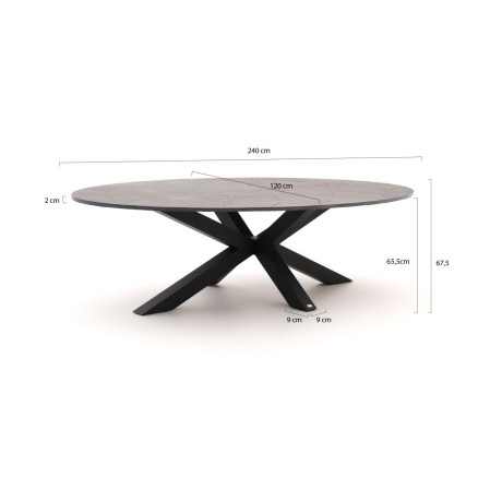 Bellagio Induno Ellips low dining tuintafel 240x120cm - Laagste prijsgarantie! afbeelding2 - 1