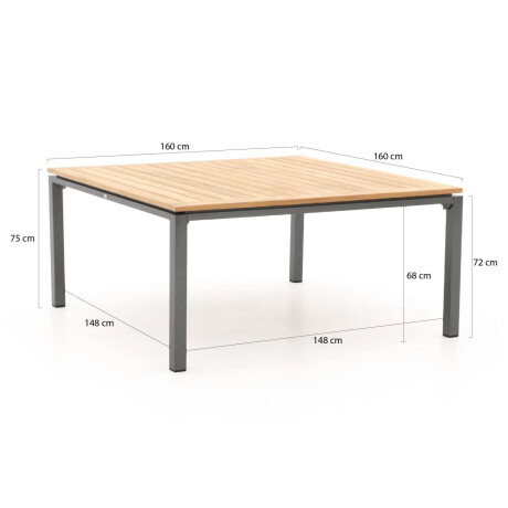 Bellagio Linosa dining tuintafel 160x160x75cm - Laagste prijsgarantie! afbeelding2 - 1