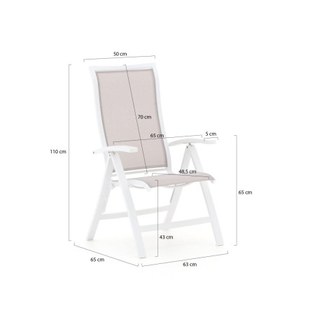 Bellagio Lugo/Fidenza 183cm dining tuinset 5-delig verstelbaar - Laagste prijsgarantie! afbeelding2 - 1