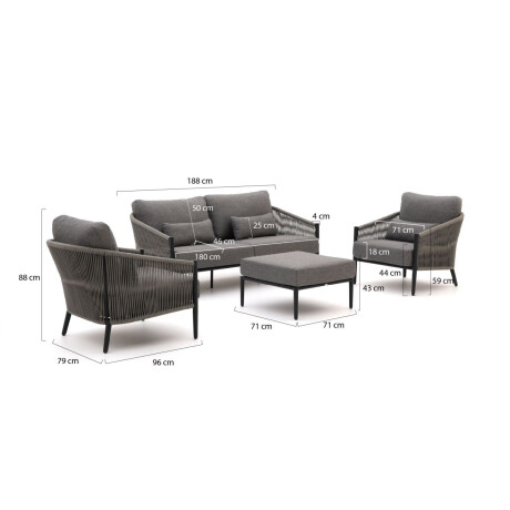 Bellagio Mineo stoel-bank loungeset 4-delig - Laagste prijsgarantie! afbeelding2 - 1