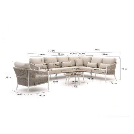 Bellagio Mineo/ROUGH-K hoek loungeset 7-delig - Laagste prijsgarantie! afbeelding2 - 1