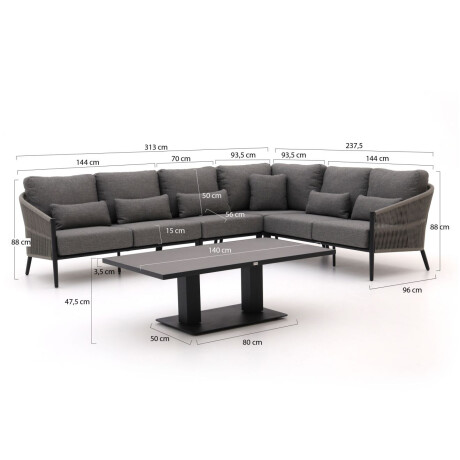Bellagio Mineo/Usini hoek loungeset 5-delig rechts - Laagste prijsgarantie! afbeelding2 - 1