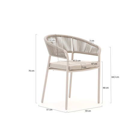 Bellagio Nova Siri/Sora 90cm dining tuinset 5-delig stapelbaar - Laagste prijsgarantie! afbeelding2 - 1