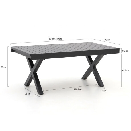 Bellagio Pavello dining tuintafel uitschuifbaar 180/240x100x75cm - Laagste prijsgarantie! afbeelding2 - 1